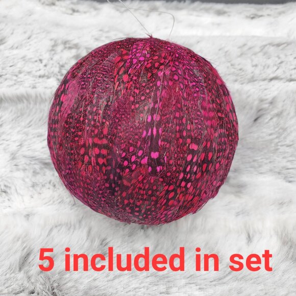 Pink Feathers Christmas Ornaments, Set of 7 - Picture 3 of 8